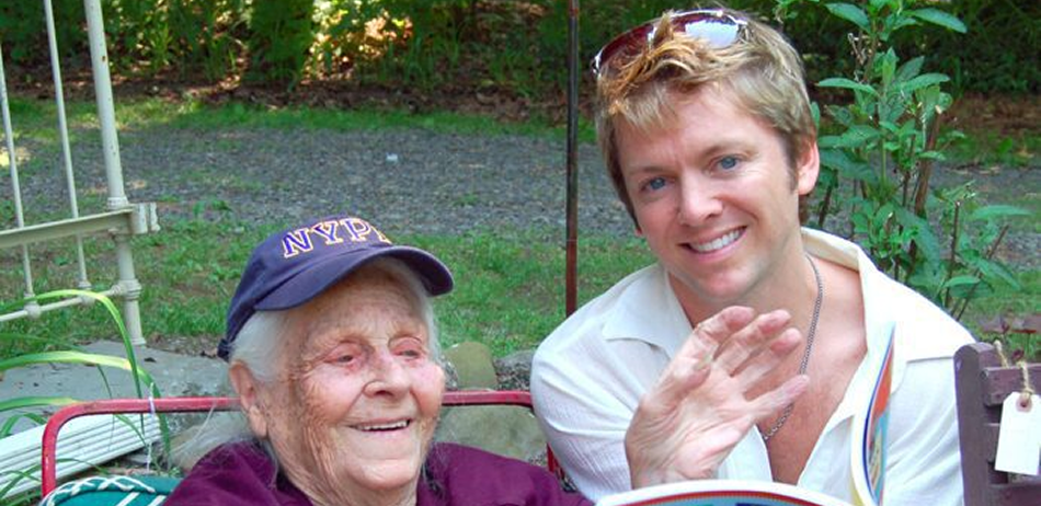 Older woman and man enjoying outdoors