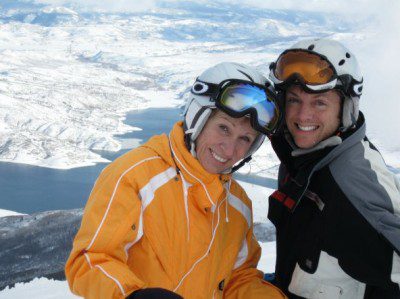 Winter adventure with scenic backdrop