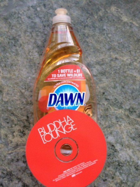 Dawn dish soap and Buddha Lounge CD