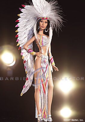 Feathered headdress Barbie with spotlights