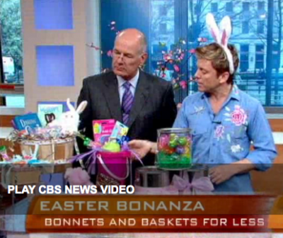 Hosts showcasing Easter bonnets and baskets