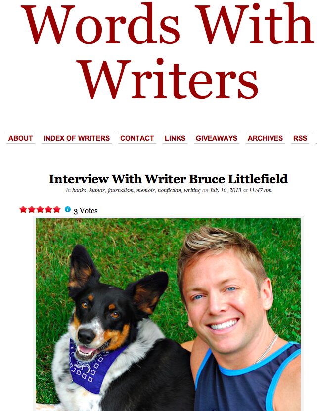 Man and dog smiling outdoors
