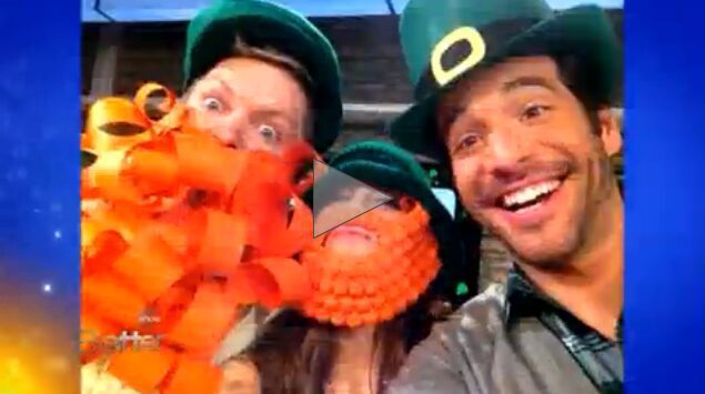 Friends with green hats and orange beards