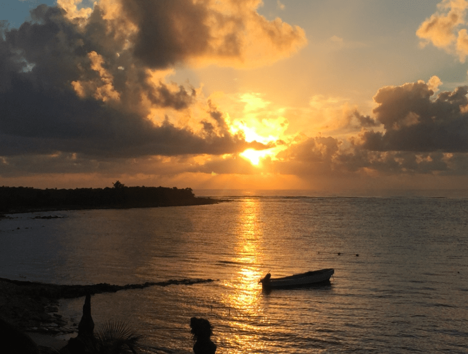 Serene seascape during sunset hours