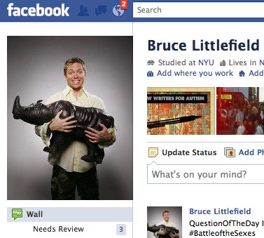 Facebook profile showing a man holding sculpture