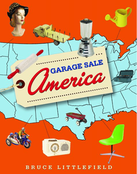 Garage sale items over USA map