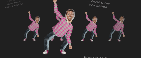 Dancing figures in pink plaid shirts