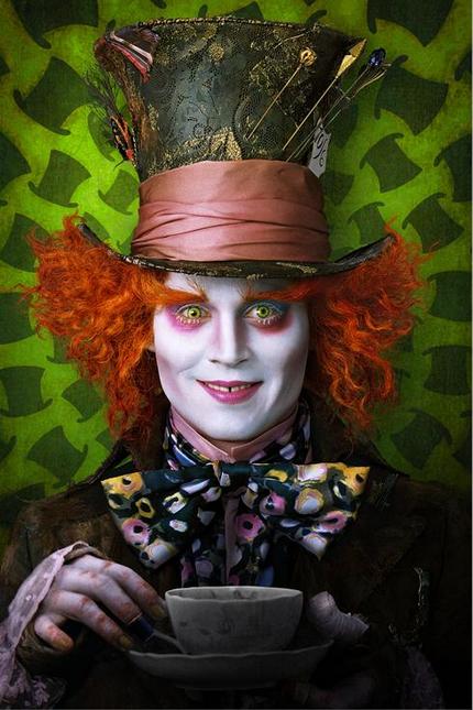 Eccentric character holding a teacup