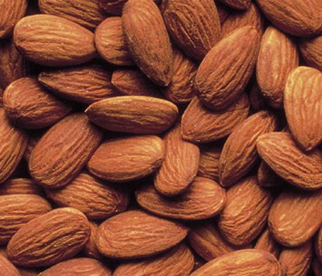 Pile of raw almonds