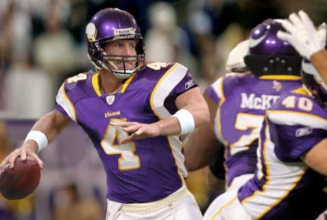 Player in motion during football game