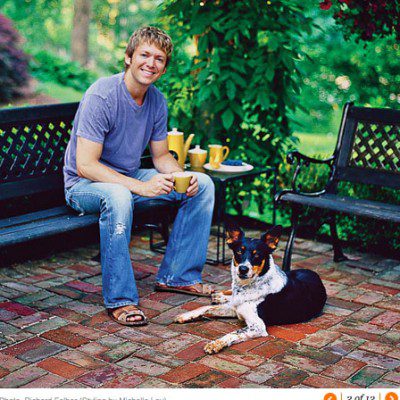 Relaxing on a bench with dog