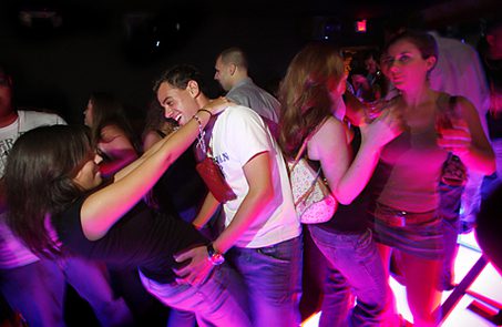 Group enjoying a lively dance floor