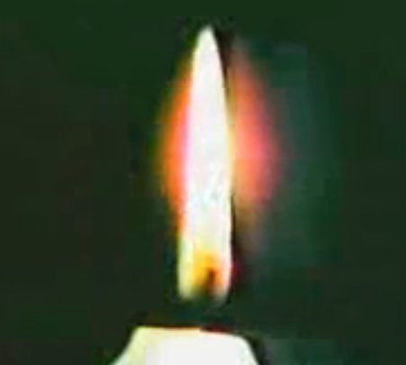 Candle flame glowing in darkness
