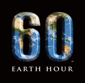 Earth Hour 60 logo on black background.