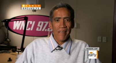 Interviewee at radio station studio