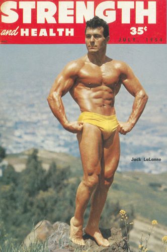 Bodybuilder posing on magazine cover