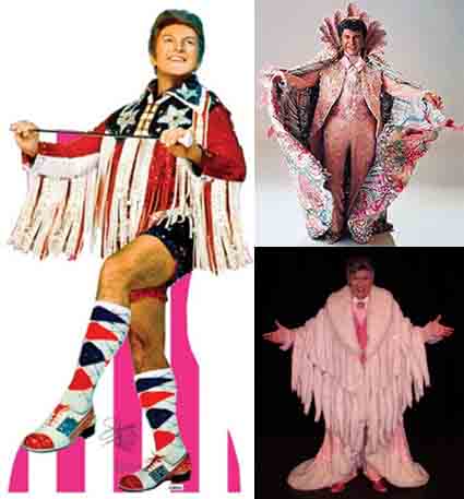 Performer in vibrant, extravagant costumes