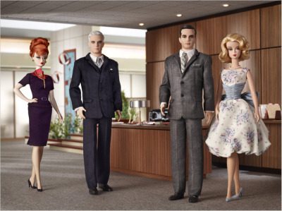 Retro office dolls in formal attire