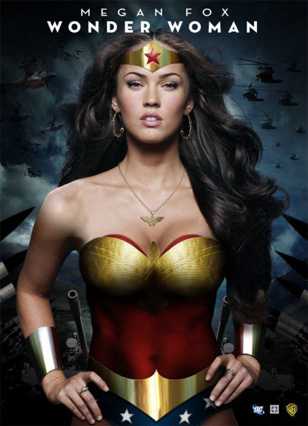 Superheroine standing confidently with flowing hair