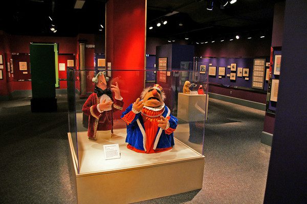 Vibrant museum display with character figures