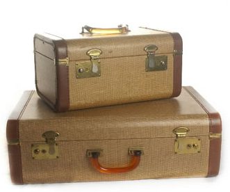 Two retro brown suitcases