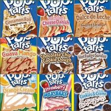 Nine different Pop-Tarts flavor varieties displayed