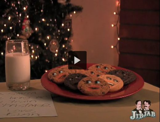 Festive cookies next to a glass of milk