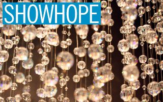 Hanging crystals with Show Hope branding