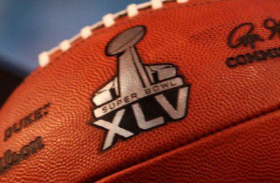 Super Bowl XLV logo on football