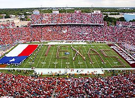 Texas flag displayed during stadium event
