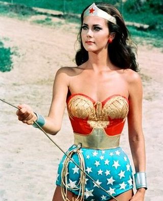 Woman in superhero costume with lasso