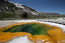 Colorful hot spring with vivid orange edges