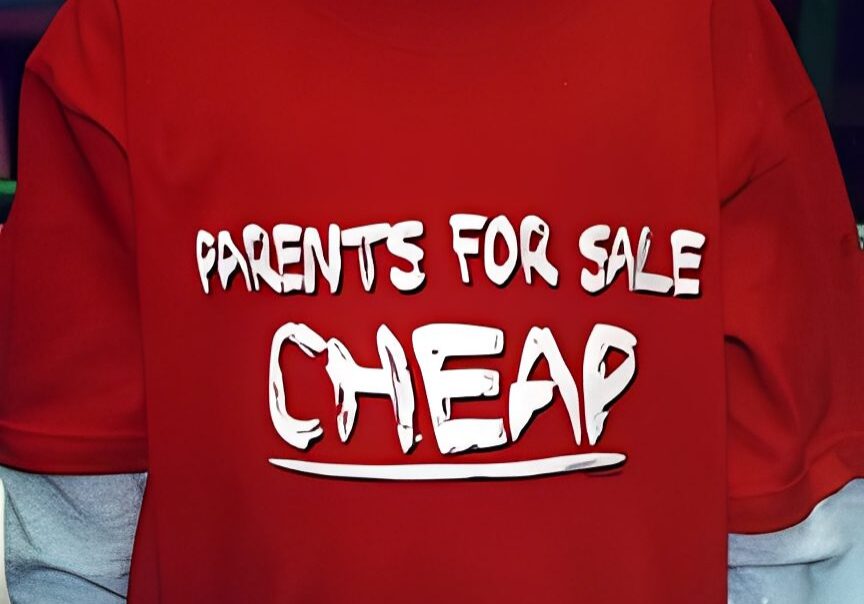 Red shirt with humorous text