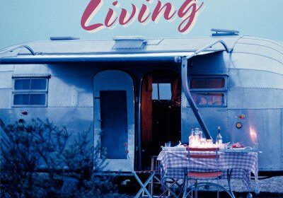 Airstream trailer with outdoor table setting