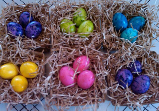 Decorative eggs in nests