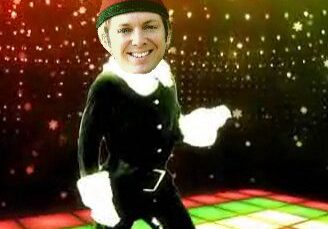 Festive elf dancing with lights