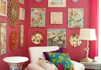 Eclectic decor with floral and abstract art