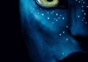 Sci-fi movie poster with blue creature