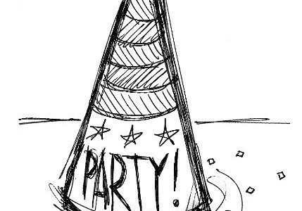 Party hat and blower sketch