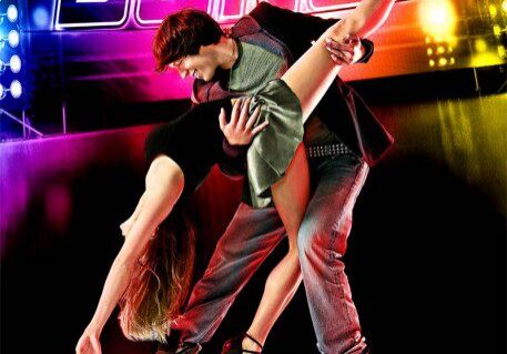 Colorful dance show poster with couple