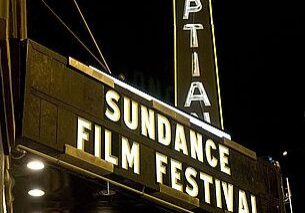 Illuminated Sundance Film Festival sign