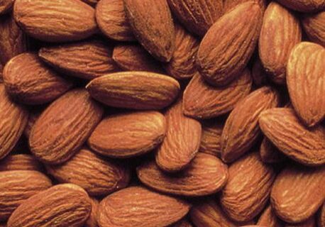 Pile of raw almonds