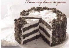 Delicious cake on white plate