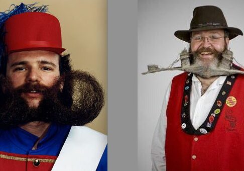 Two men showcasing styled beards