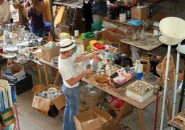 Person browsing at a garage sale