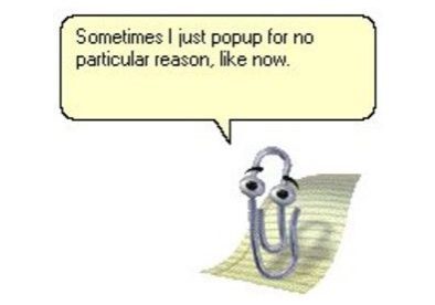 Talking paperclip character with speech bubble