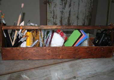 Craft tools organized in box