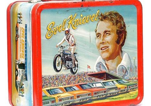 Evel Knievel illustrated collectible lunchbox