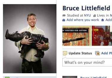 Facebook profile showing a man holding sculpture