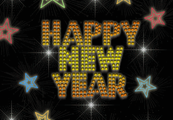 Bright Happy New Year text and stars